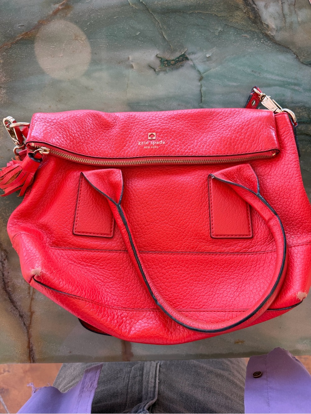 Kate Spade New York Southport Avenue Leather Carmen Convertible Red Handbag